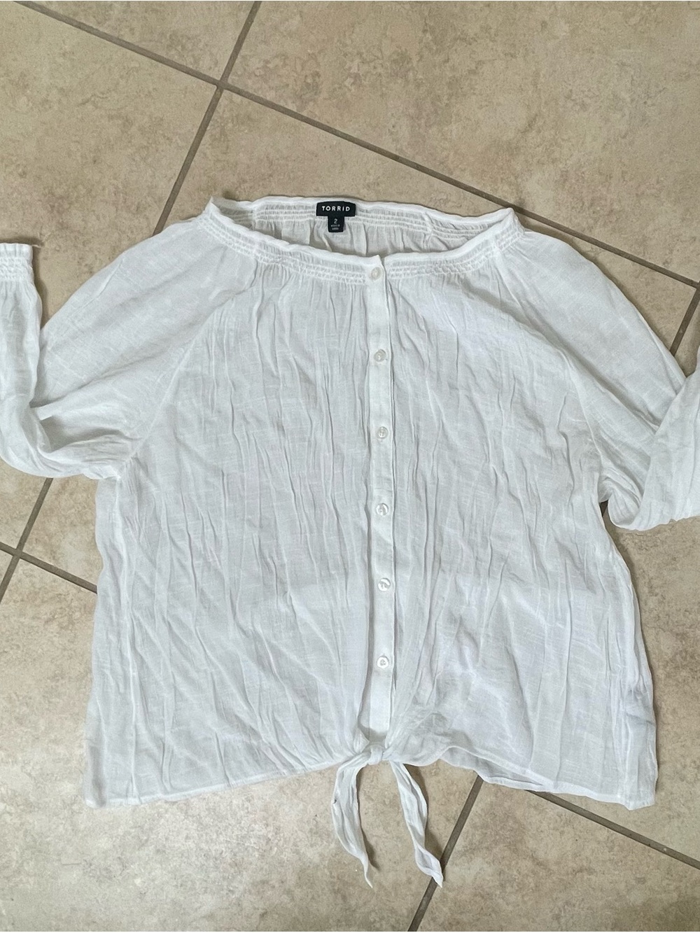 torrid White Button-Front Tie waist